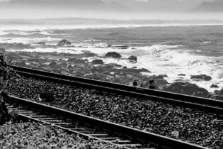 south african railway against the seascape