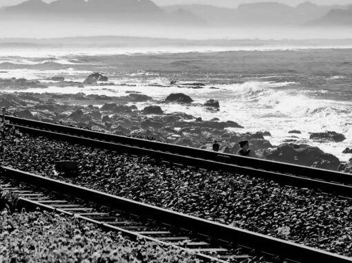 south african railway against the seascape