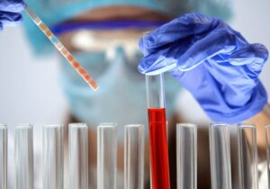 water testing tubes in a laboratory upclose