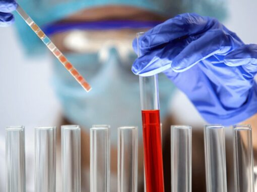 water testing tubes in a laboratory upclose