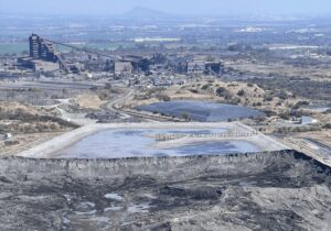 Aerial view of the extent caused by tailings spill at Samancor Dikwena Chrome near Brits