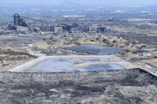Aerial view of the extent caused by tailings spill at Samancor Dikwena Chrome near Brits
