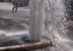 Burst water pipe in the road