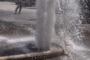 Burst water pipe in the road