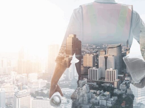 Infrastructure background against project leader