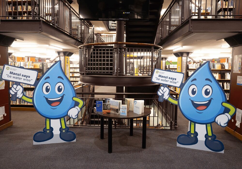 Life-size cut-outs of Manzi, the City’s Water and Sanitation Directorate mascot