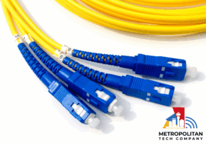Metropolitan Tech Company logo on a fibre internet background
