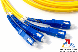 Metropolitan Tech Company logo on a fibre internet background