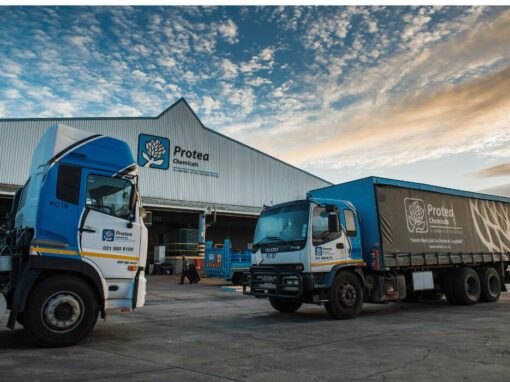 Protea Chemicals trucks outside factory