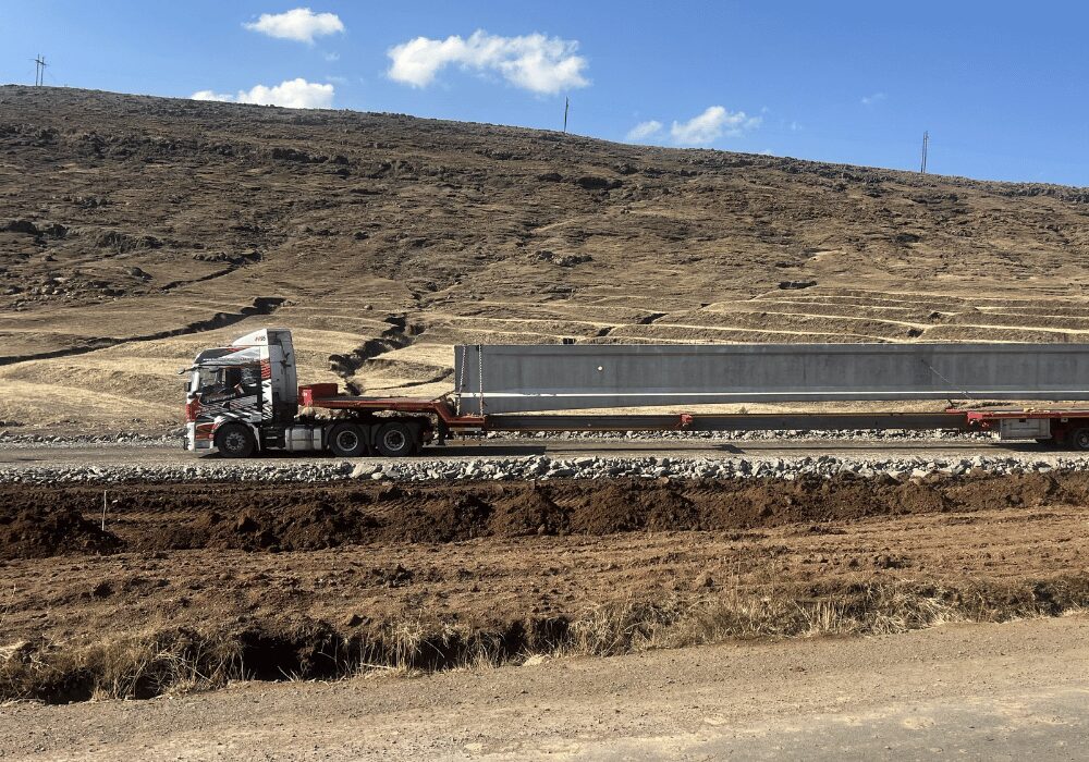 Transportation of precast beam from the Precast Yard to the bridge structure 