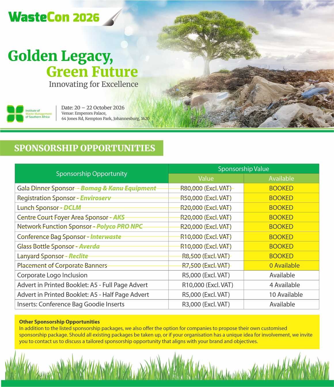 Wastecon 2026 Sponsorship opportunities
