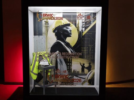 cidb's 2026 ERWIC Awards magazine cover behind a frame