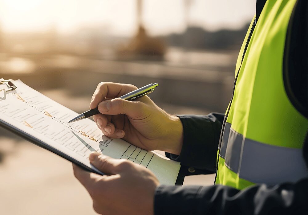 person with clipboard checking off items on list