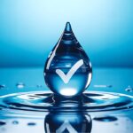 water droplet with a white tick within the water