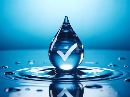water droplet with a white tick within the water
