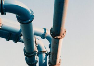 water pipeline suspended in air
