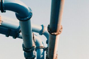 water pipeline suspended in air