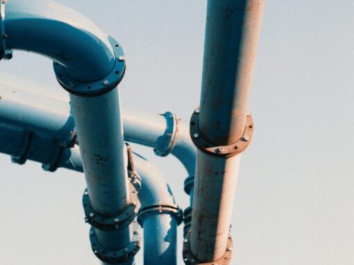water pipeline suspended in air