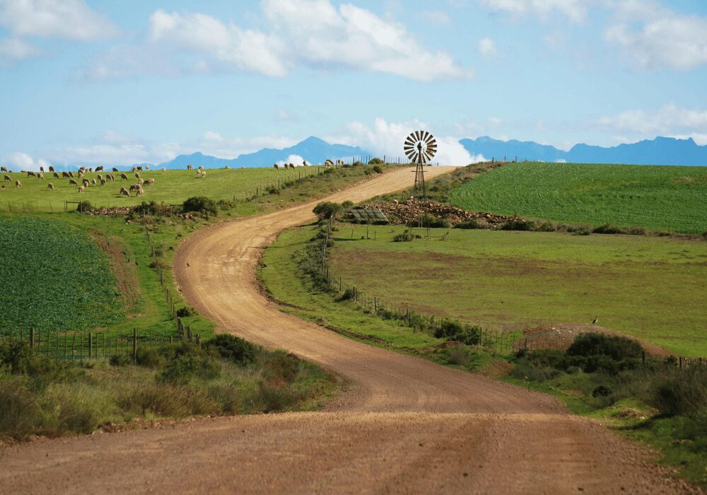 windmill on a farm road