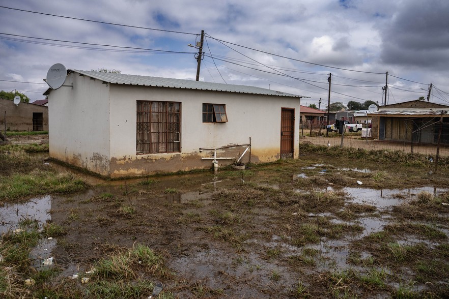 A home flooded with sewage in Letsopa.
