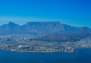 City of Cape Town from the water looking back at Table Mountain