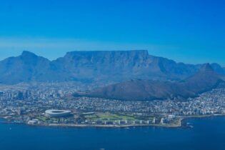 City of Cape Town from the water looking back at Table Mountain