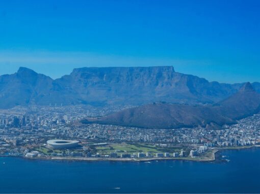 City of Cape Town from the water looking back at Table Mountain