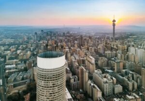 City of Johannesburg from above during morning sunlight