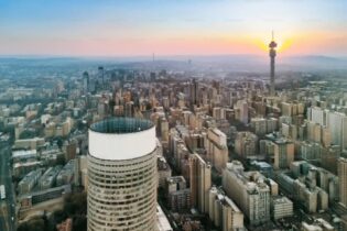 City of Johannesburg from above during morning sunlight