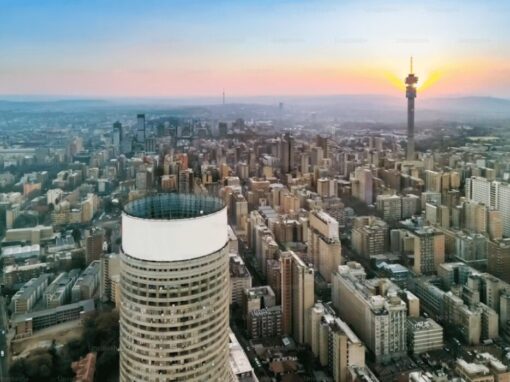 City of Johannesburg from above during morning sunlight