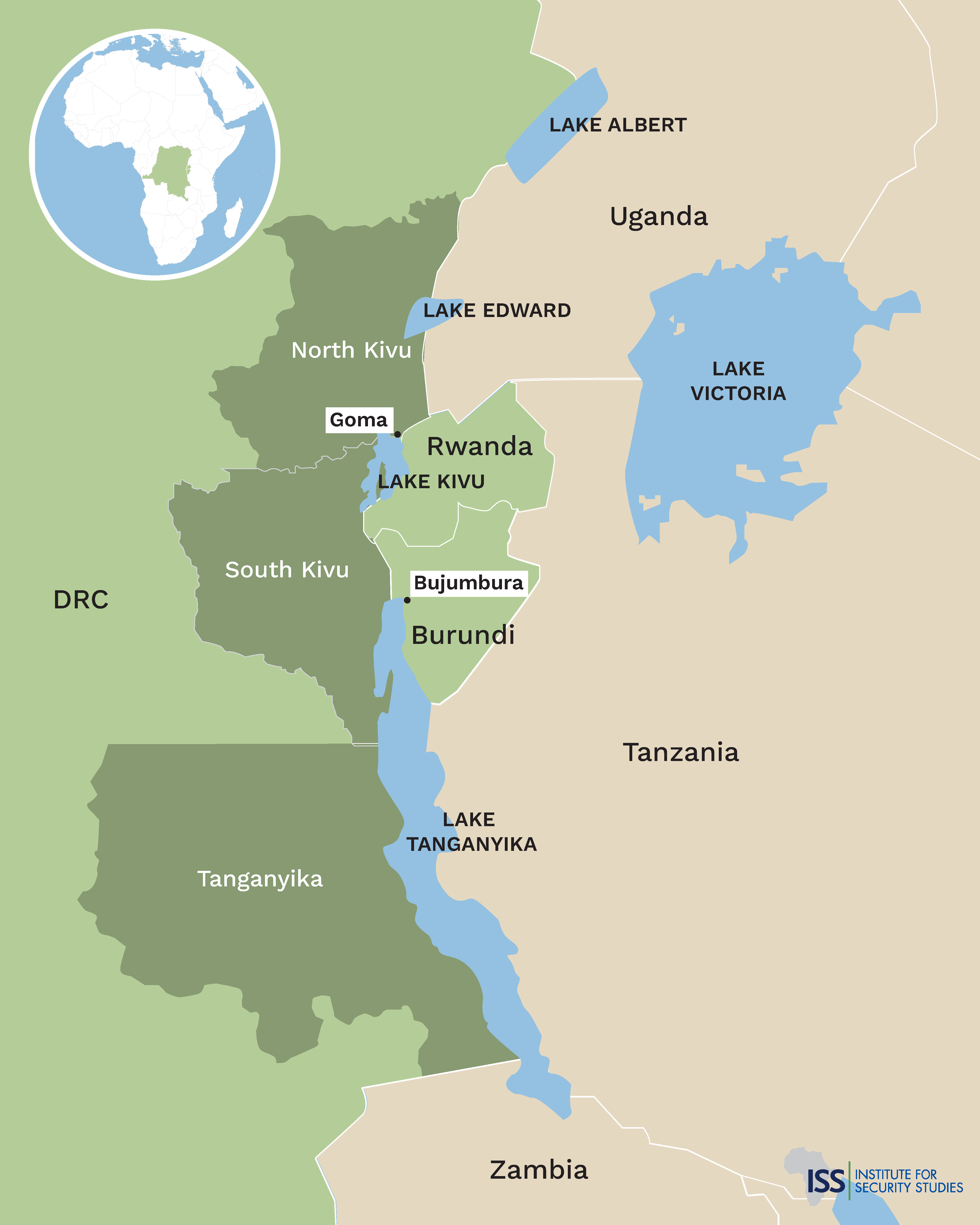 DRC, Burundi and Rwanda in the Great Lakes region