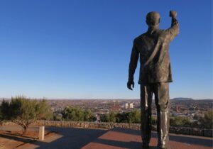 Nelson Mandela Statue from behind
