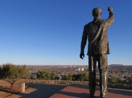 Nelson Mandela Statue from behind