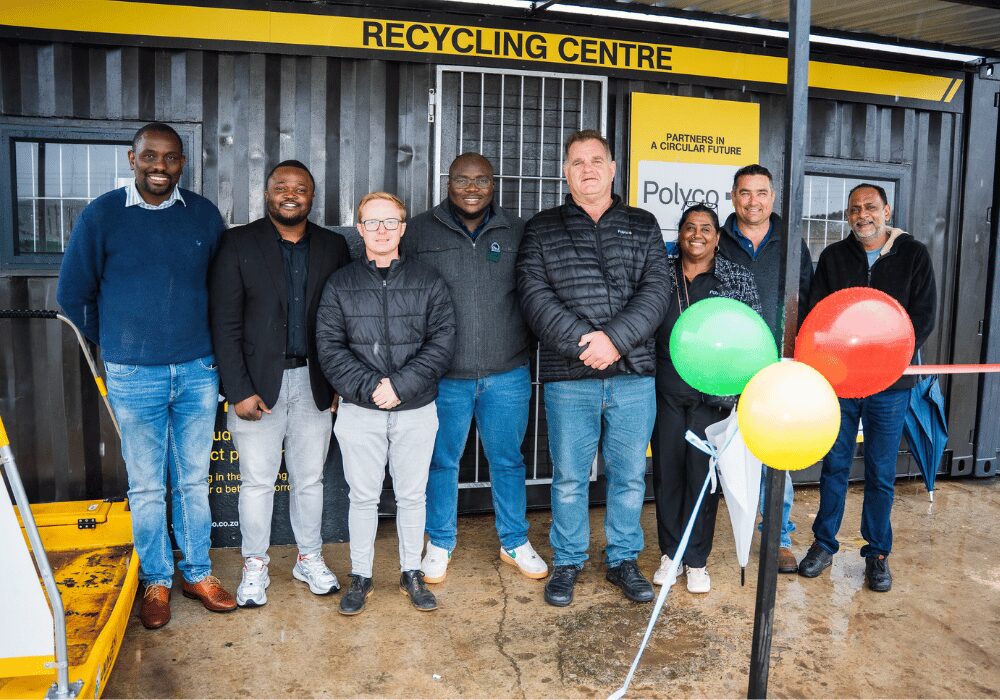 Polyco PRO NPC and uMngeni Local Municipality group photo at recycling centre open day