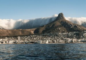 The City of Cape Town from a seaview looking back at the mountain