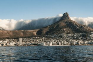 The City of Cape Town from a seaview looking back at the mountain