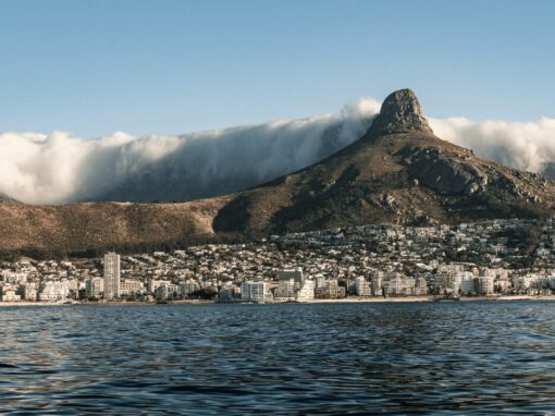 The City of Cape Town from a seaview looking back at the mountain