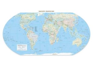 Updated world map with enlarged Africa continent