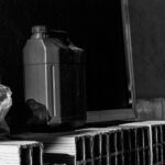 petrol can in black and white colour