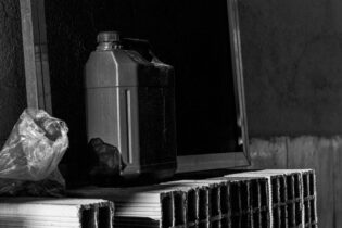 petrol can in black and white colour