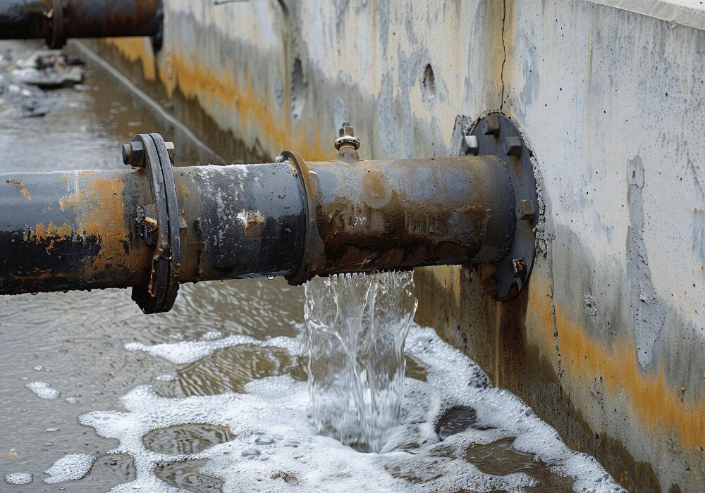 rusted leaking pipeline