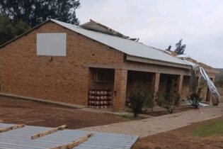 strong wind blows over school roof in North West