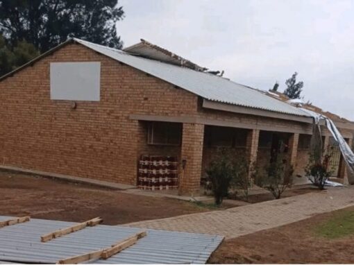 strong wind blows over school roof in North West