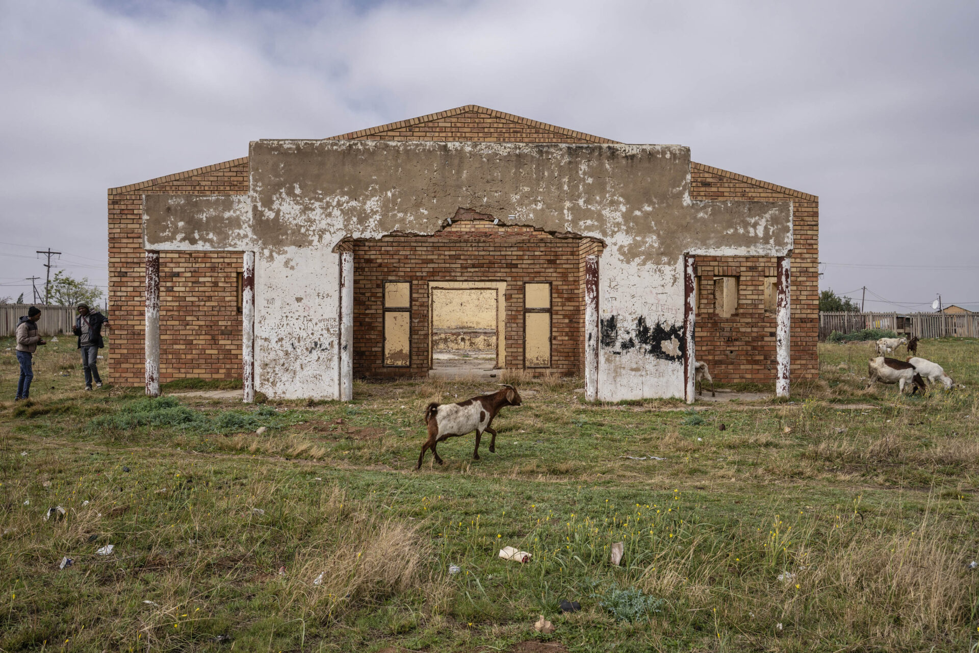 The local community hall sits in ruins and is occupied by a herd of grazing goats in the township of Agisanang near the North West town of Sannieshof which falls under the administration of the Tswaing Local Municipality.