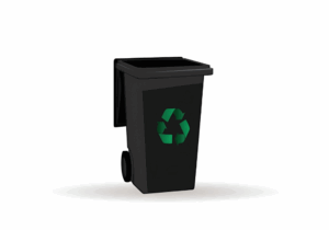 Black recycling rubbish bin
