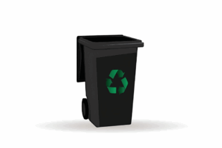 Black recycling rubbish bin
