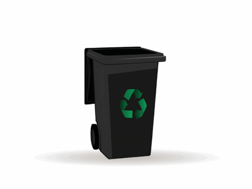 Black recycling rubbish bin