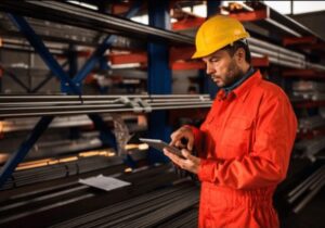 Himel engineer near steel pipes