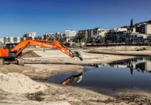 Hitachi crane during construction