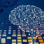 artificial intelligence brain connected to yellow cubes
